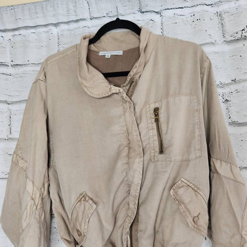 Young Fabulous & Broke Khaki Clara Drawstring Utility Jacket Bomber Full Zip M - Picture 2 of 16